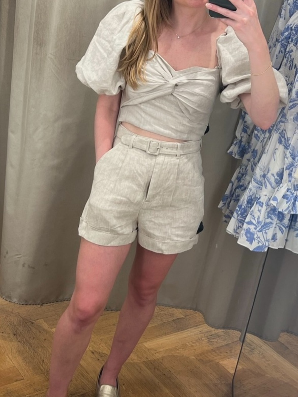 & Other Stories Linen-Blend High-Waist Shorts with belt & matching top available